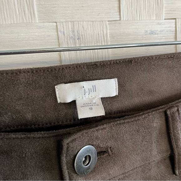 J Jill Womens Faux Suede Pants Size 10 Mocha Brown Beach Boho Contemporary Soft - Picture 4 of 15